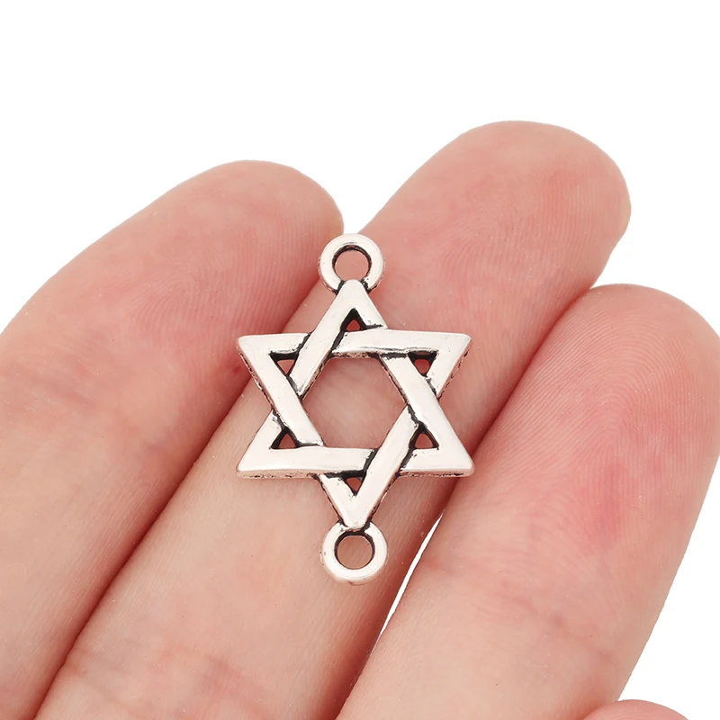 10 x Tibetan Silver Star of David Connector Charms for DIY Bracelet Jewelry Making Accessories 26x17mm