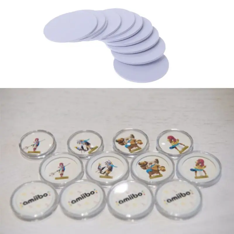 10PCS Ntag215 Tag NFC Del Telefono Disponibili Adesivo Etichette RFID Tag 25 millimetri Coin Holder Capsule Scatola di Immagazzinaggio Trasparente Circolare display Custodie