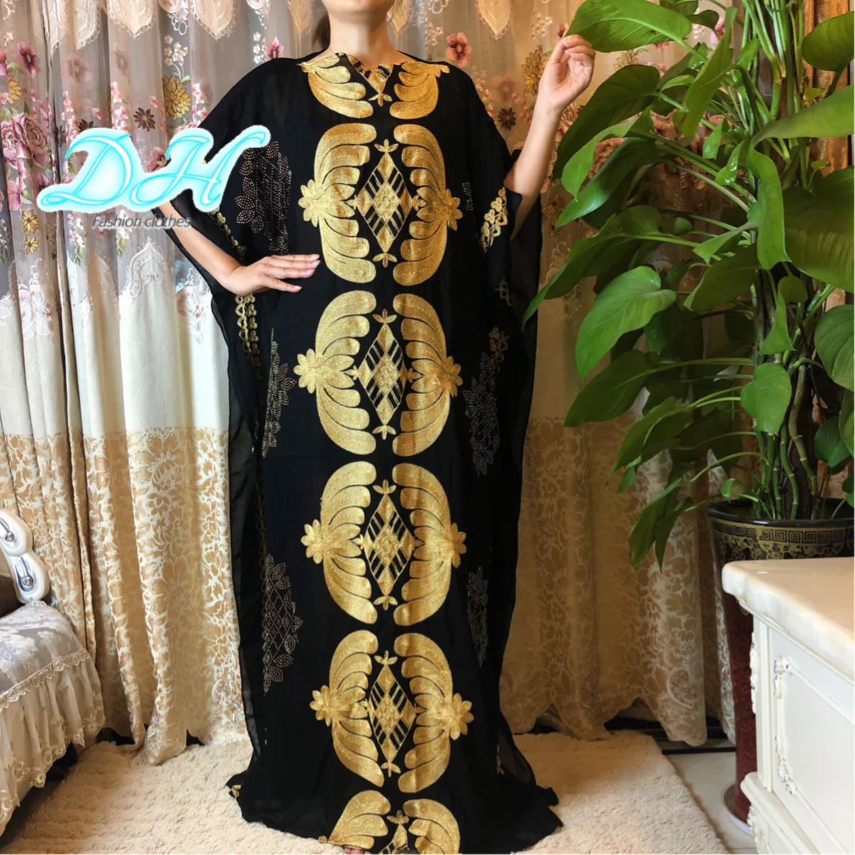 

2021 Fashion African Dresses for Woman Abaya Dubai Muslin Long Robe Islamic African Cotton Clothing Plus Size HD037