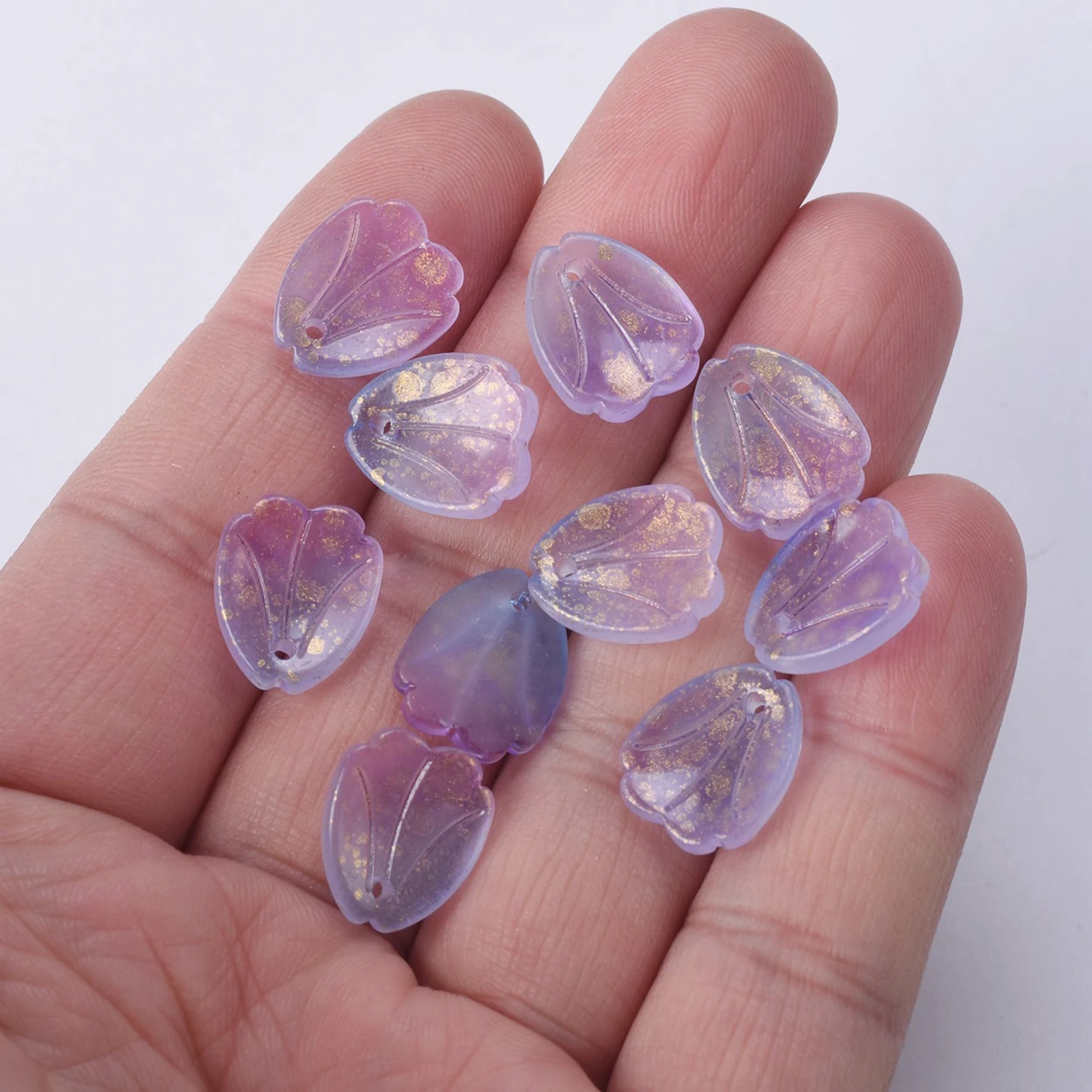 

10pcs 12x15mm Flower Petal Shape Crystal Lampwork Glass Loose Top Drilled Pendants Beads Lot For Jewelry Making Findings DIY