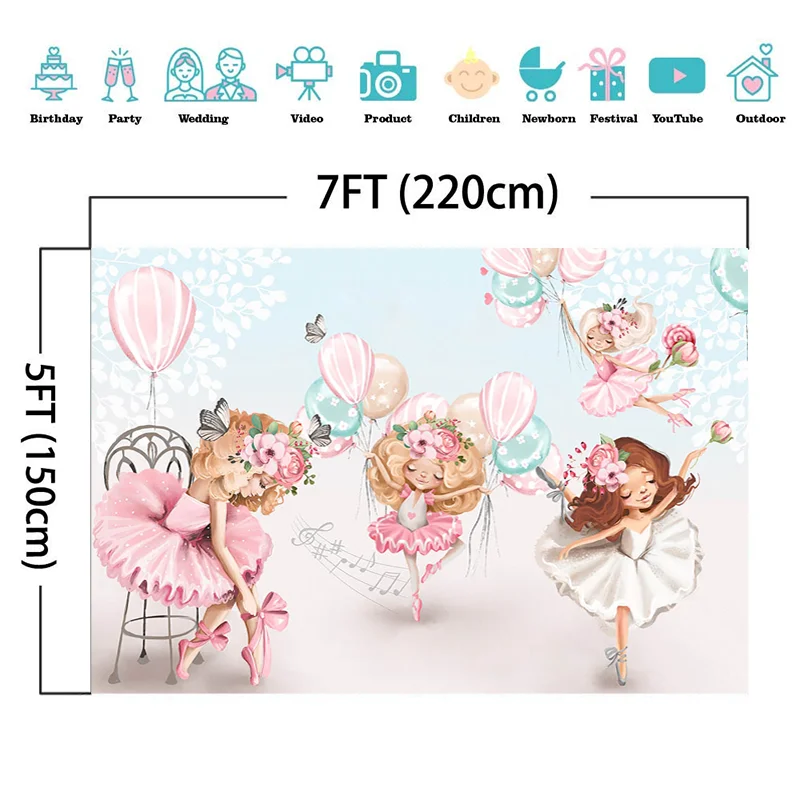 Mocsicka Vũ Công Ba Lê Cô Gái Balo Công Chúa Tùy Chỉnh Chụp Ảnh Nền Sinh Nhật Phông Nền Cho Bé Sơ Sinh Photozone