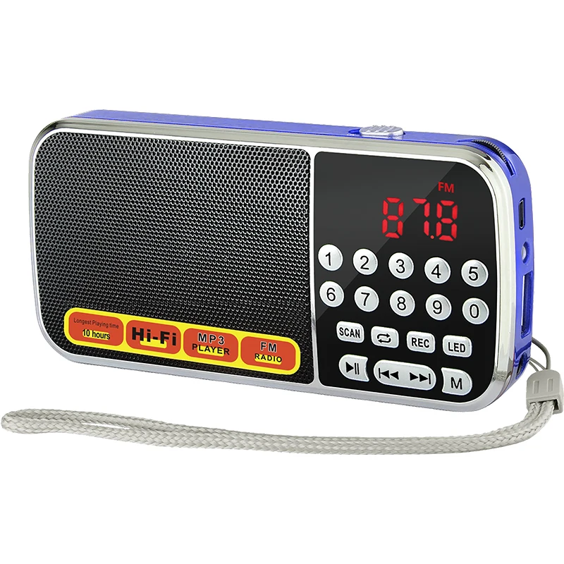 EONKO L-088V Super bass FM Radio with TF USB AUX Flashlight Voice recorder 1200mah rechargeable battery