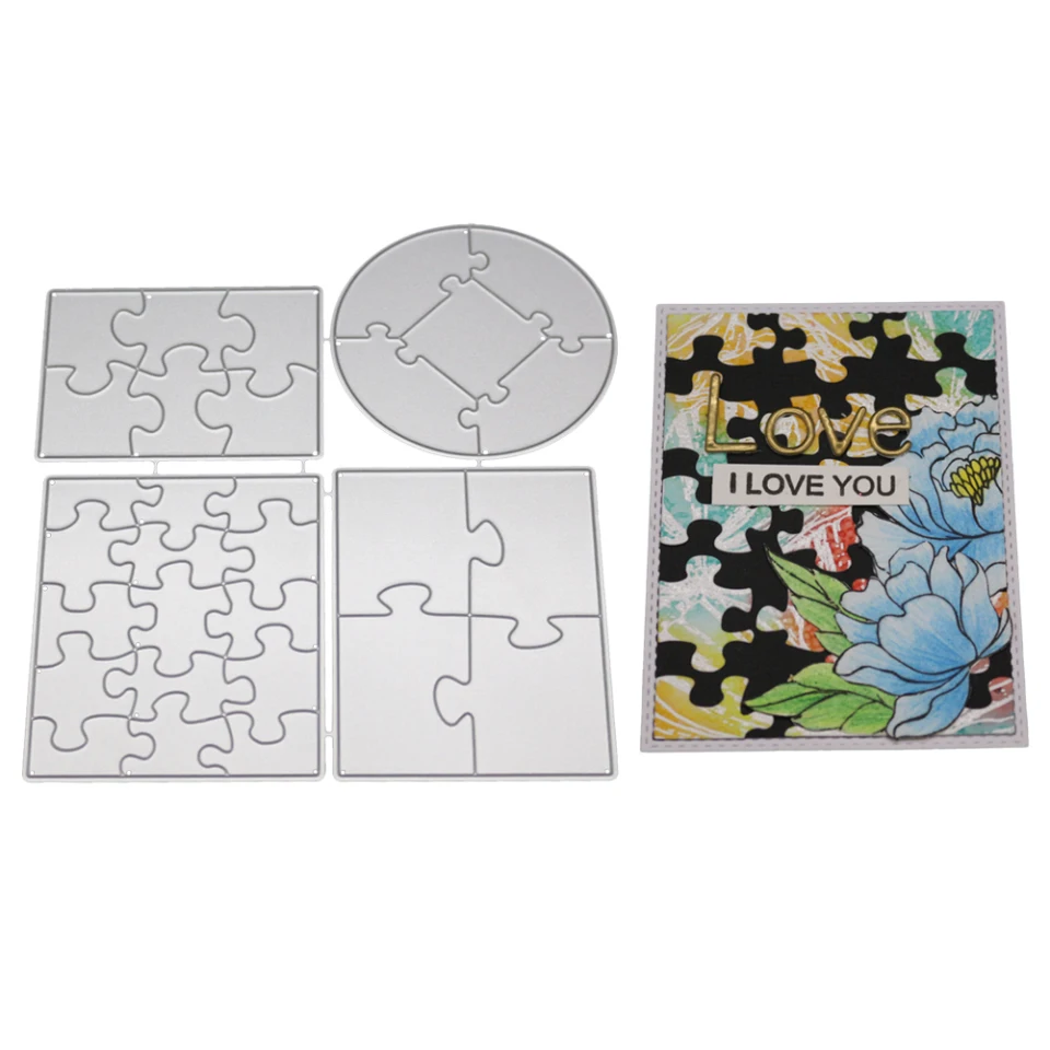 Rechteckige runde Metall-Stanzformen, Schablone, lustiges Puzzle, Basteln, Schnittform, Sammelalbum, DIY, handgefertigtes Album, Papier, Karten, Dekor