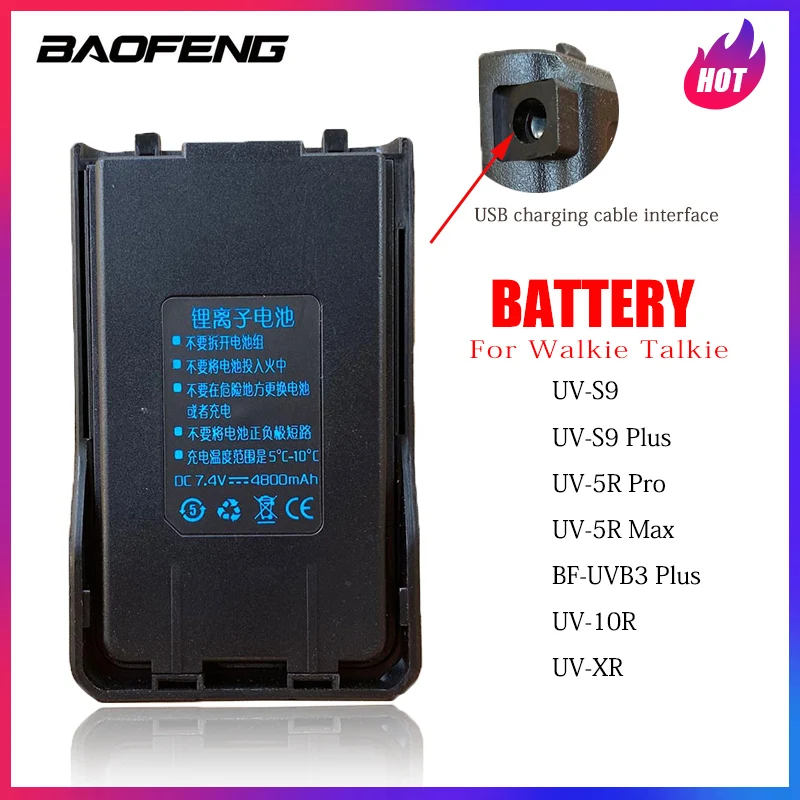 Baofeng walkie talkie bateria original compatível com UV-S9/UV-5R pro/BF-UVB3 plus/UV-S9 plus/UV-5R max/UV-10R rádio em dois sentidos