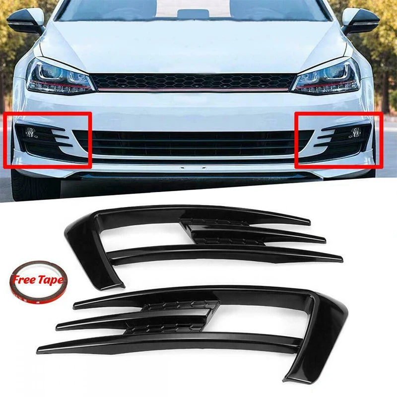 

Car Front Fog Lamp Eyebrow Wind Knife Cover Carbon / Glossy Black Fog Light Eyebrow Eye Lid For VW Golf MK7 2014 2015 2016 2017