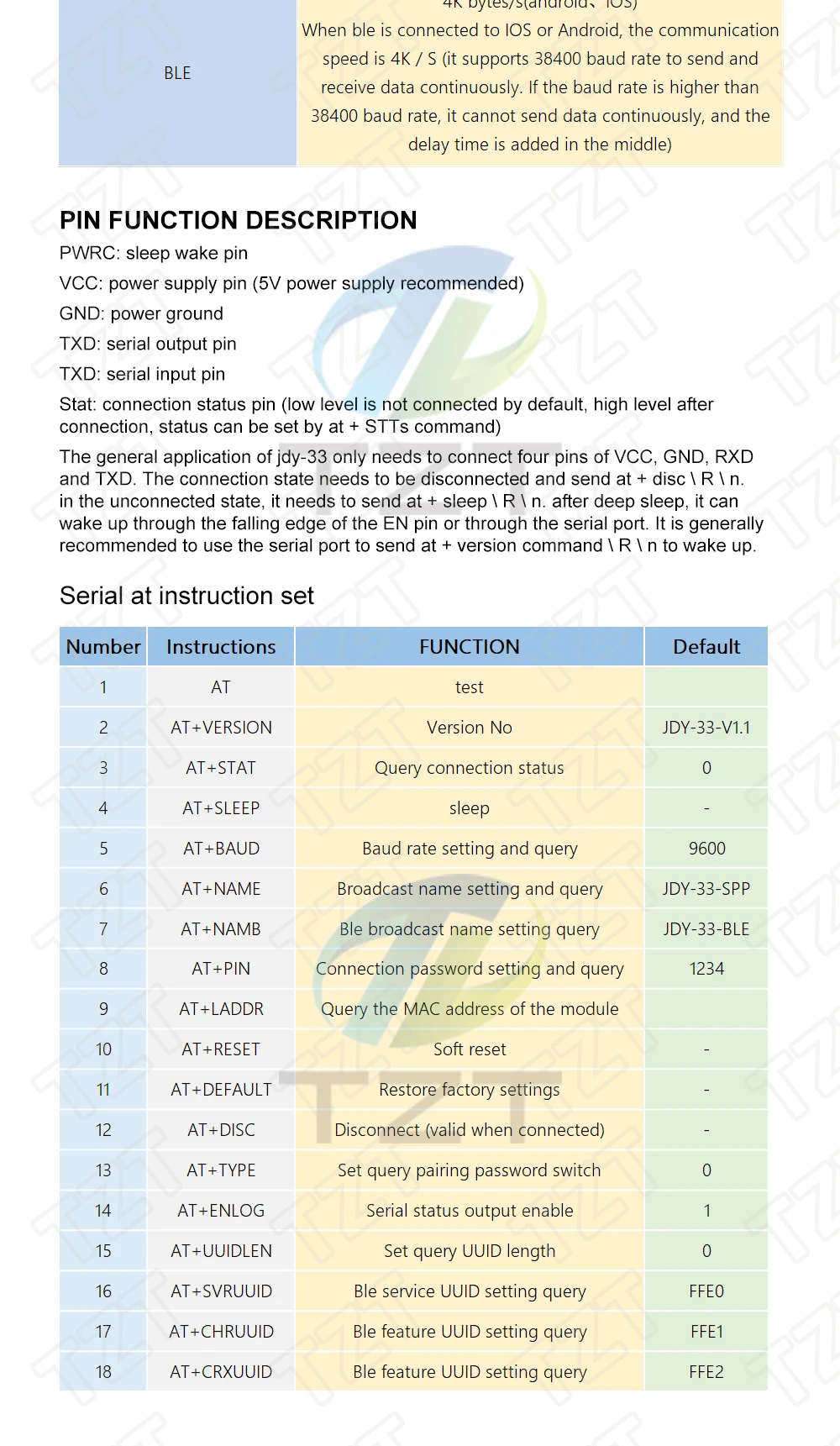 JDY-33 TZT Dual-Mode-Bluetooth-Serieller-Port SPP Bluetooth SPP-C kompatibel mit HC-05/06 /JDY-31/30 Slave Bluetooth 3.0 – Detail 2