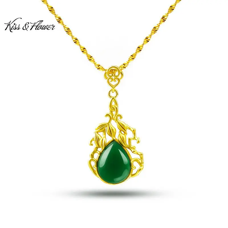 

KISS&FLOWER NK68 2022 Fine Jewelry Wholesale Fashion Woman Girl Birthday Wedding Gift Hollow Flower 24KT Gold Pendant Necklaces