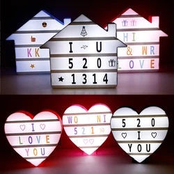 LED Combination Light Box Heart Shape Night Light DIY Letter Symbol Card Decoration USB/Battery Powered Message Board Table Lamp