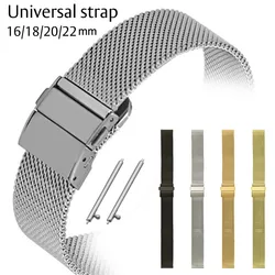 Replacement Watch Band 16mm 18mmm 20mm 22mm Watch Strap Stainless Steel ML Loop Meshed Straps Quick Release Pins Wrist Bracelet