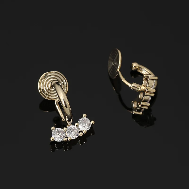 Simple New Zircon Integrated Mosquito Coil Ear Clip Without Pierced Earrings  Hot Sale