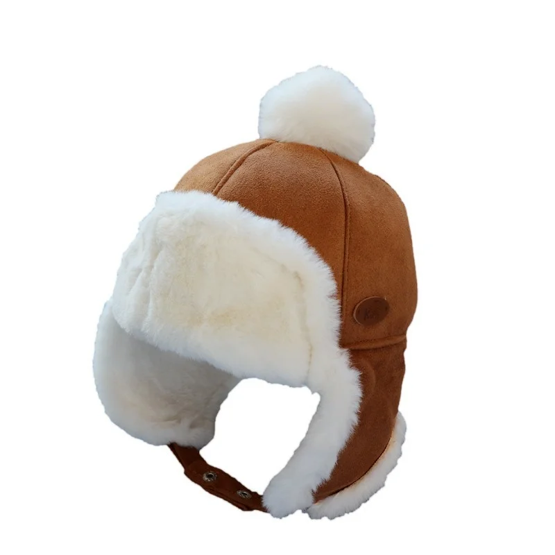 Autumn and Winter Children\'s Baby Hat 1 Boy Ear Protection Girl Plush Hat 6 Months -2 Years Beanie Photography Props for Kids