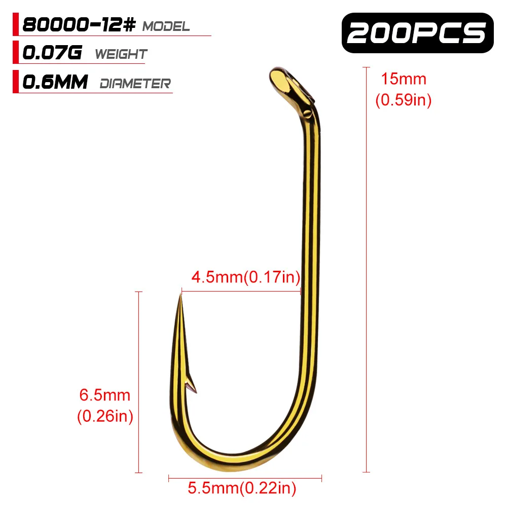 

200pcs Fishing Hooks Set Carbon Steel Single Circle Fishhook Fly Fishing Jip Barbed Carp Golden Hooks Sea Tackle Accessories