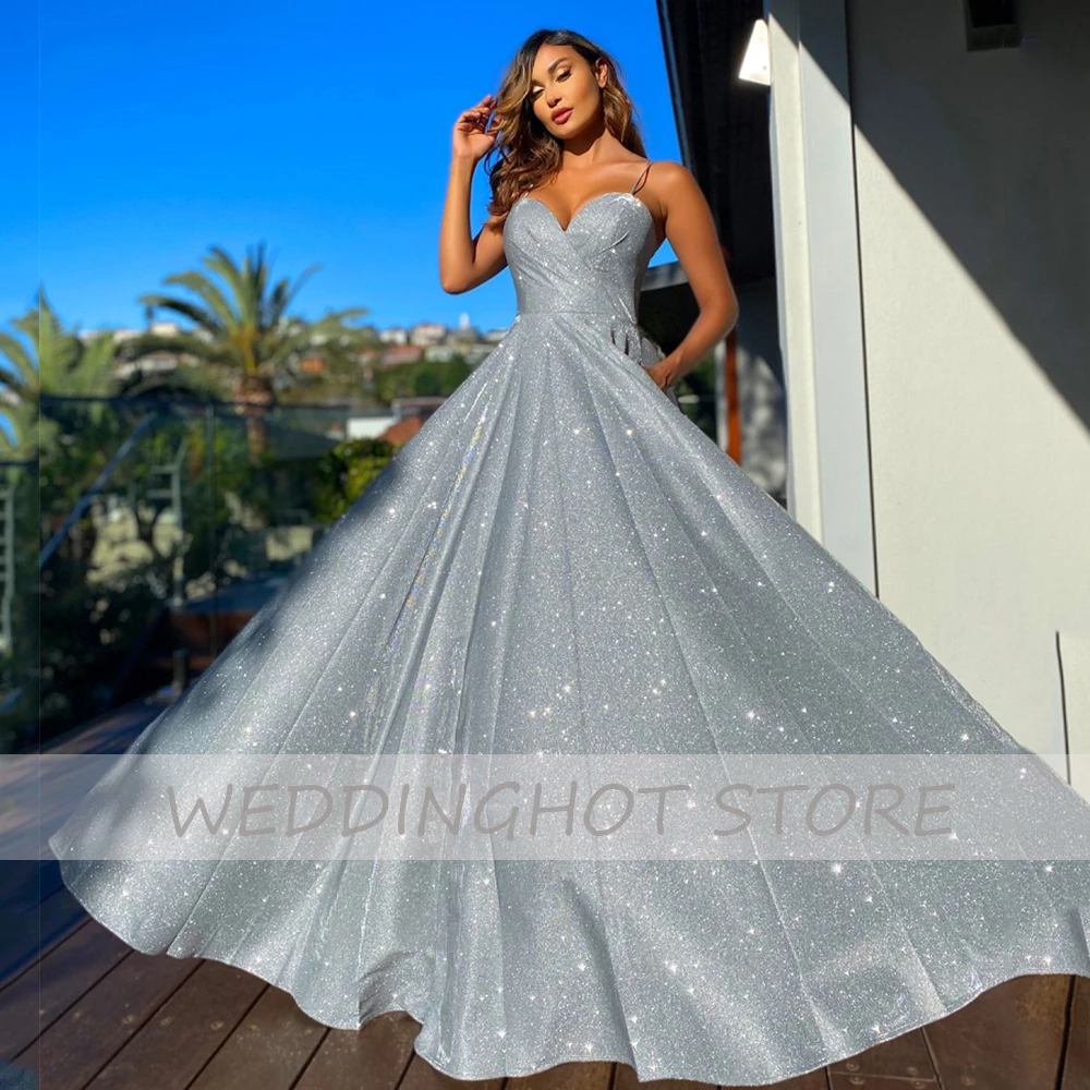 Cao Cấp Sparkle Váy Ngủ Sexy 2021 Người Yêu Spaghetti Dây Đầm Dự Tiệc Đỏ Chữ A Xòe Áo Tùy Chỉnh Vestidos De Fiesta