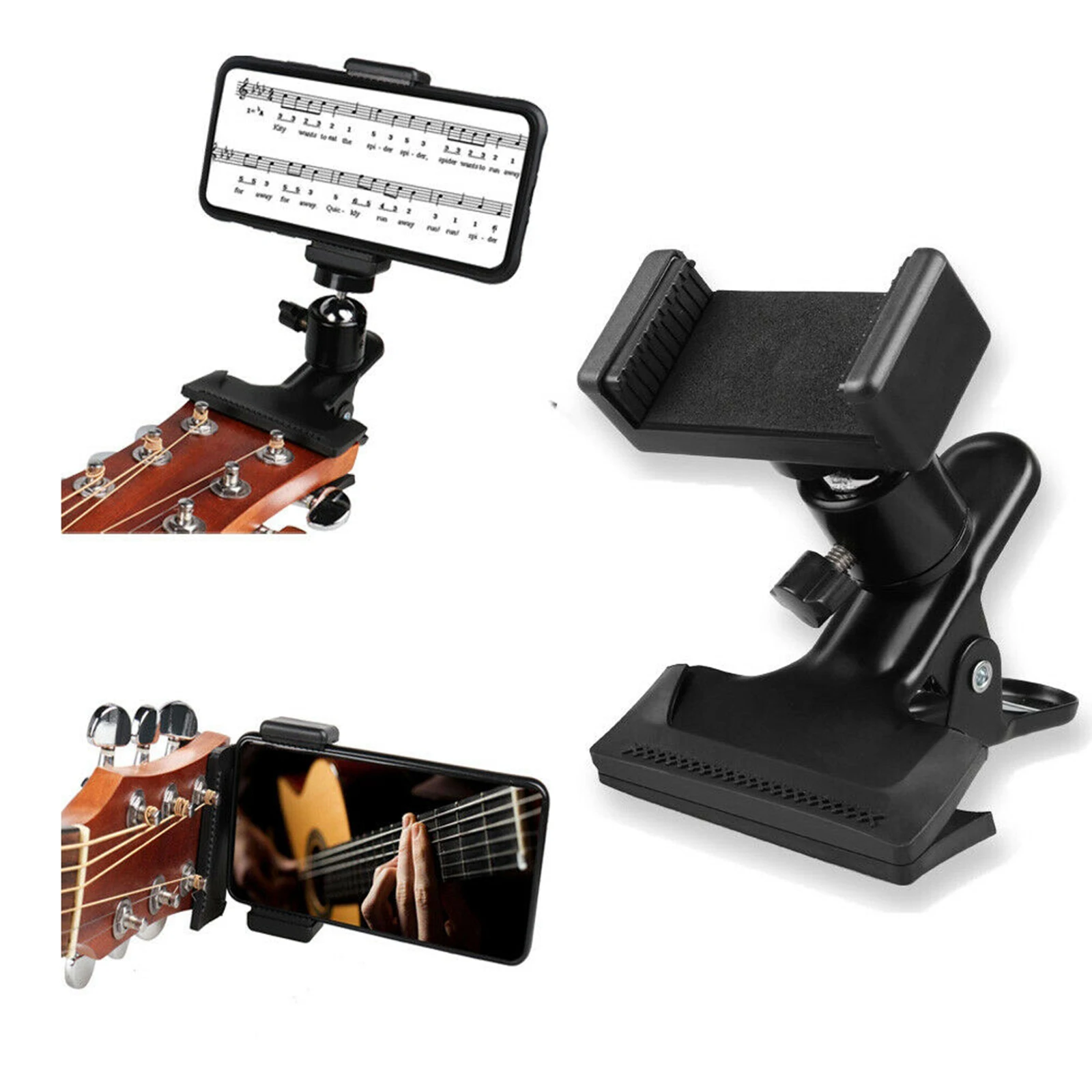 Guitar Head Clip Mobile Phone Holder Broadcast Bracket Stand Tripod Clip Clamp for Home Music Recording