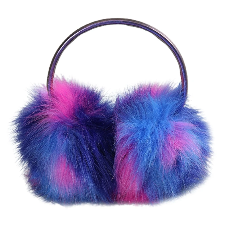 Soft Plush Earmuff Iridescent Gradient Multicolor Ear Warmers Winter Ear Muffs for Women Girls Auroral Color Christmas