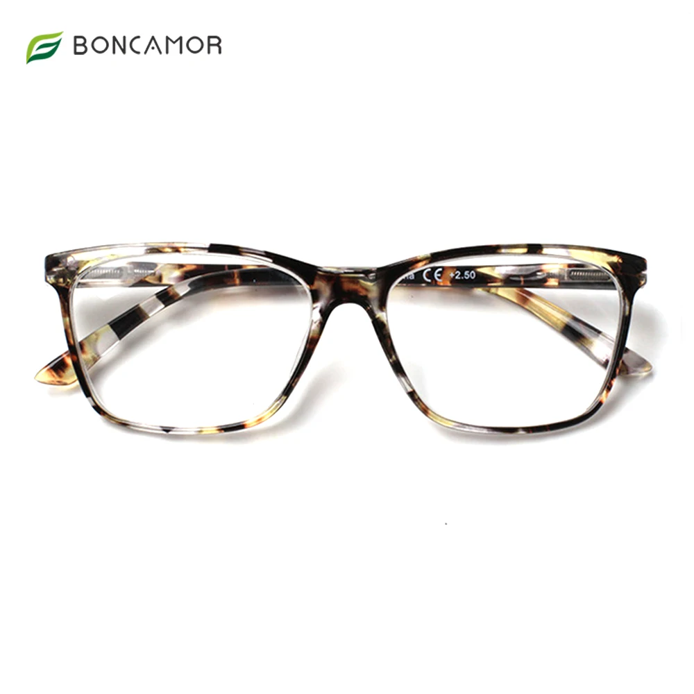 BONCAMOR-Lunettes de lecture rectangulaires pour hommes et femmes, charnière à ressort, lunettes de re-rond, dioptrie 0.5, 1.75, 2.0, 3.0, 4.0...