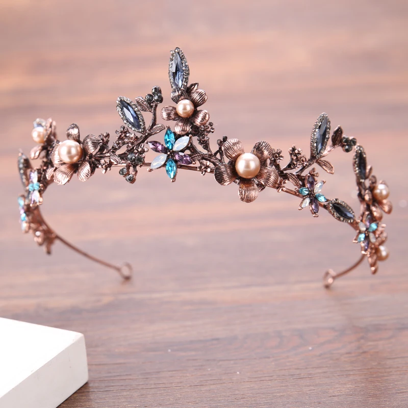 

Vintage Bridal Crown Baroque Rhinestone Crystal Flower Crown Wedding Hair Accessories Bridal Headdress Queen Headdress Gift