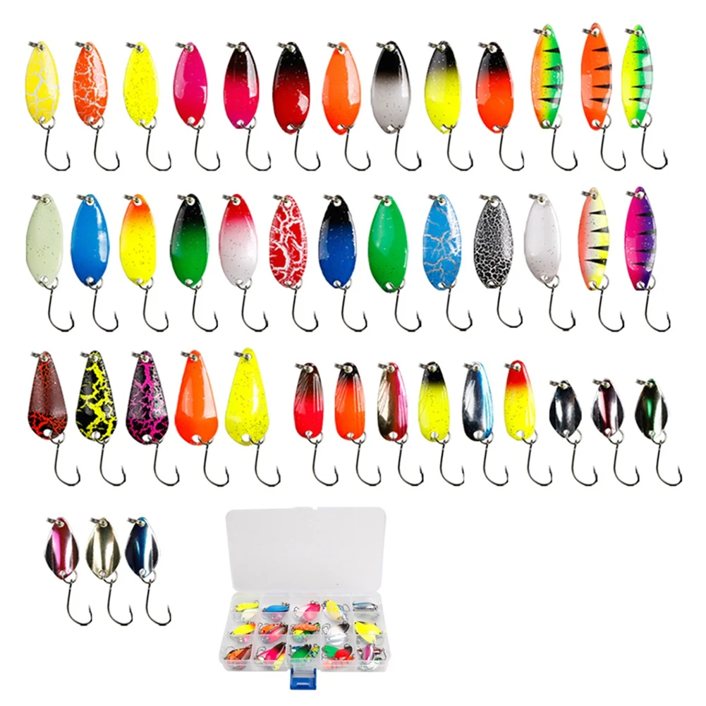 

43/12pcs Fishing Spoon Lure Set Metal Sequined Baits Trout Fishing Baits For Trout Char And Perch With Tackle Box Fake Lures