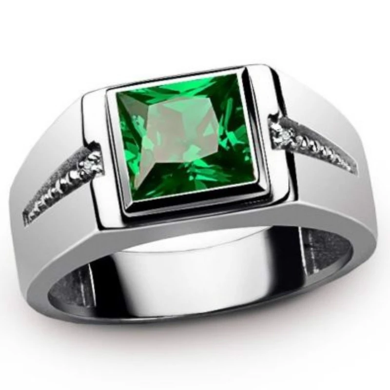 Fashion Men's Punk Zinc Alloy Red Jewelry Green Single Ring Ring Men's Ring Jewelry Wedding