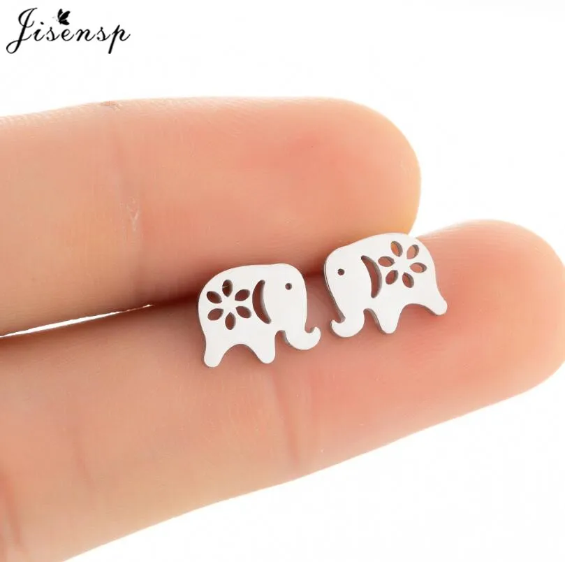 Bohemian Fashion Animal Earrings Ear Cuff Lovely Elephant Piercing Studs for Women Everyday Jewelry Boho Stainless Steel Gift