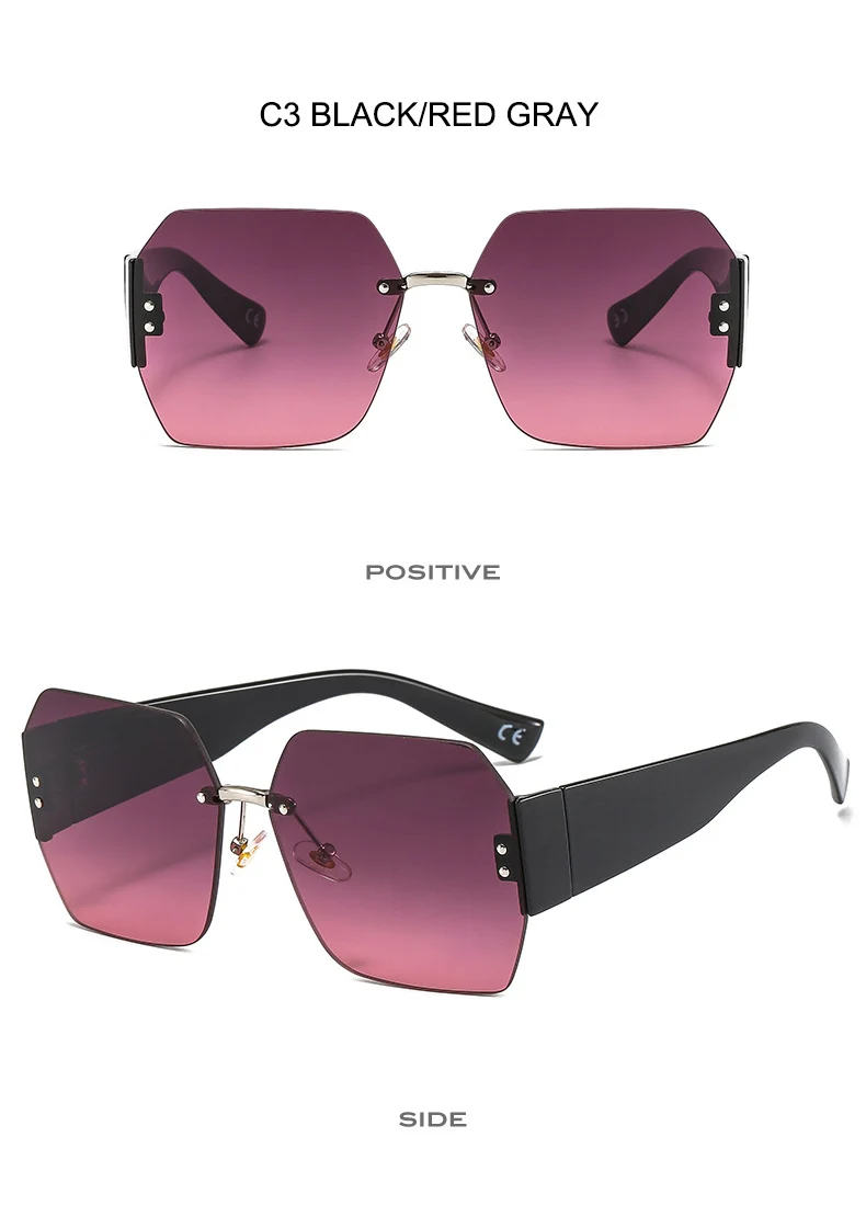 OEC-MANAGEMENT CPO Mode Randlose Sonnenbrille Frauen Platz Goggle Gläser Weibliche Marke Trend Blume Beine Shades Uv400 Vintage Brillen – Detail 7