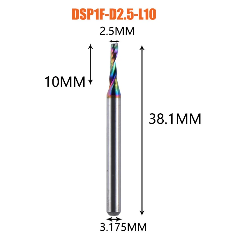 1 st AAAAA Enkele Fluit Carbide Spiraal Frees 3.175, 4.5, 6mm Aluminium Frees Graveren Houtbewerking Acryl DLC Coating