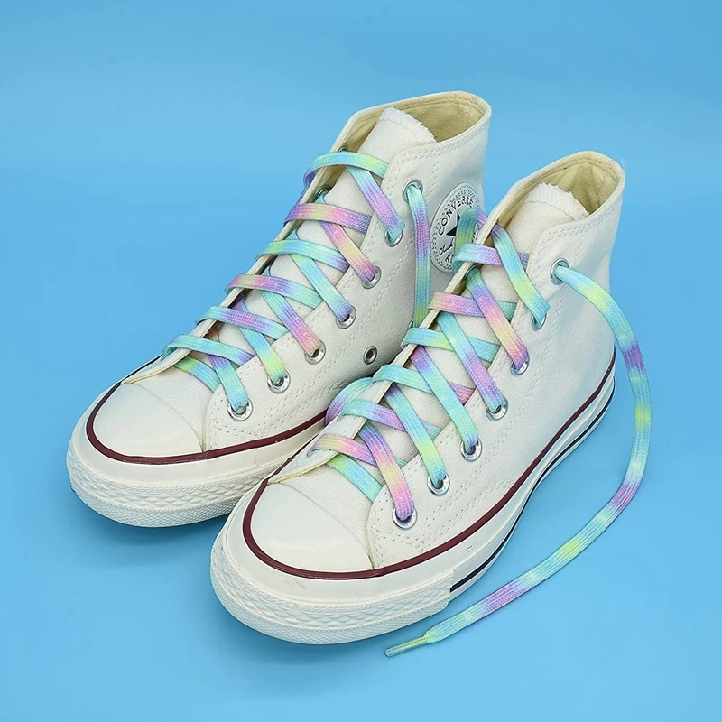 Tie Dye Shoelaces Gradient Colors Shoe Laces for Sports Shoes Boots Sneakers Skates Casual Shoes Flat Shoelace 120/140/160CM