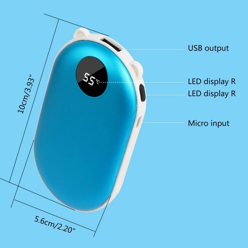 การ์ตูนหมีหู USB ไฟฟ้ามินิมืออุ่น Digital Display 5200MAh กระเป๋า Power Bank แบบพกพา U1JE