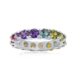 Huitan 6 Colors Cubic Zirconia Rings Brilliant Women Accessories for Dance Party Statement Female Finger-ring Versatile Jewelry