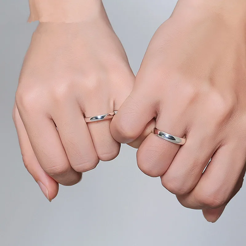 Buyee 925 Sterling Silver Couples Ring Finger Classic Simple Ring Finger for Women Men Engraved Name & Date Fine Jewelry Circle