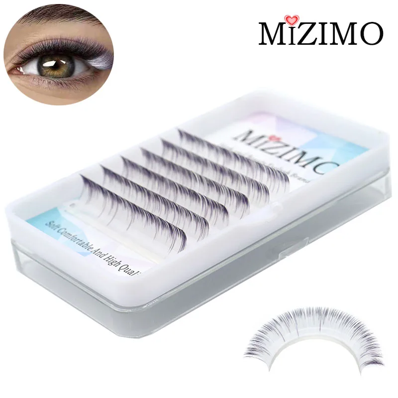 MIZIMO-pestañas postizas artificiales hechas a mano, herramienta de extensión de pestañas con flores personalizadas, color Azul, Morado, bicolor