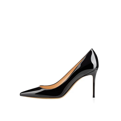 Klassische Glänzende Schwarz PU Patent leder High Heels Schuhe Frauen Pumpen 12cm Spitz Stilettos Sexy Hochzeit QKOU003 ROVICIYA 10