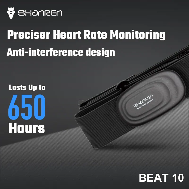 SHANREN BEAT10 Heart Rate Sensor Heart Rate Monitor with Chest Strap Dual Mode Ant+ Bluetooth for Wahoo Garmin Bike Computer