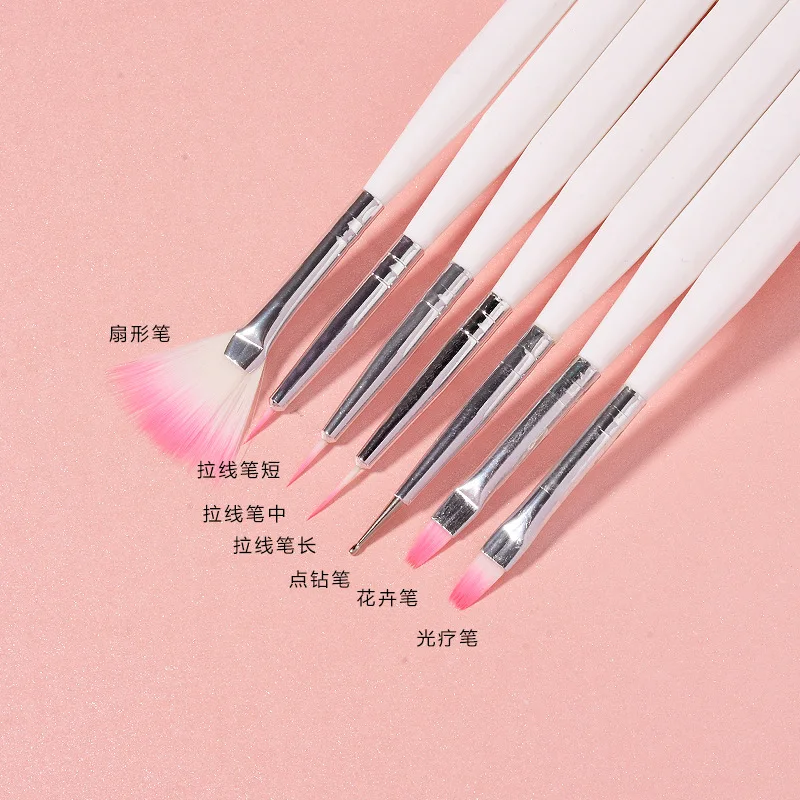 7pcs/set Nail Tools Nail Pencil Pigmented Adhesive Crayon Carved Pen Bgirl Draw Line Pen Nail Art Brush Manicure Women Girls