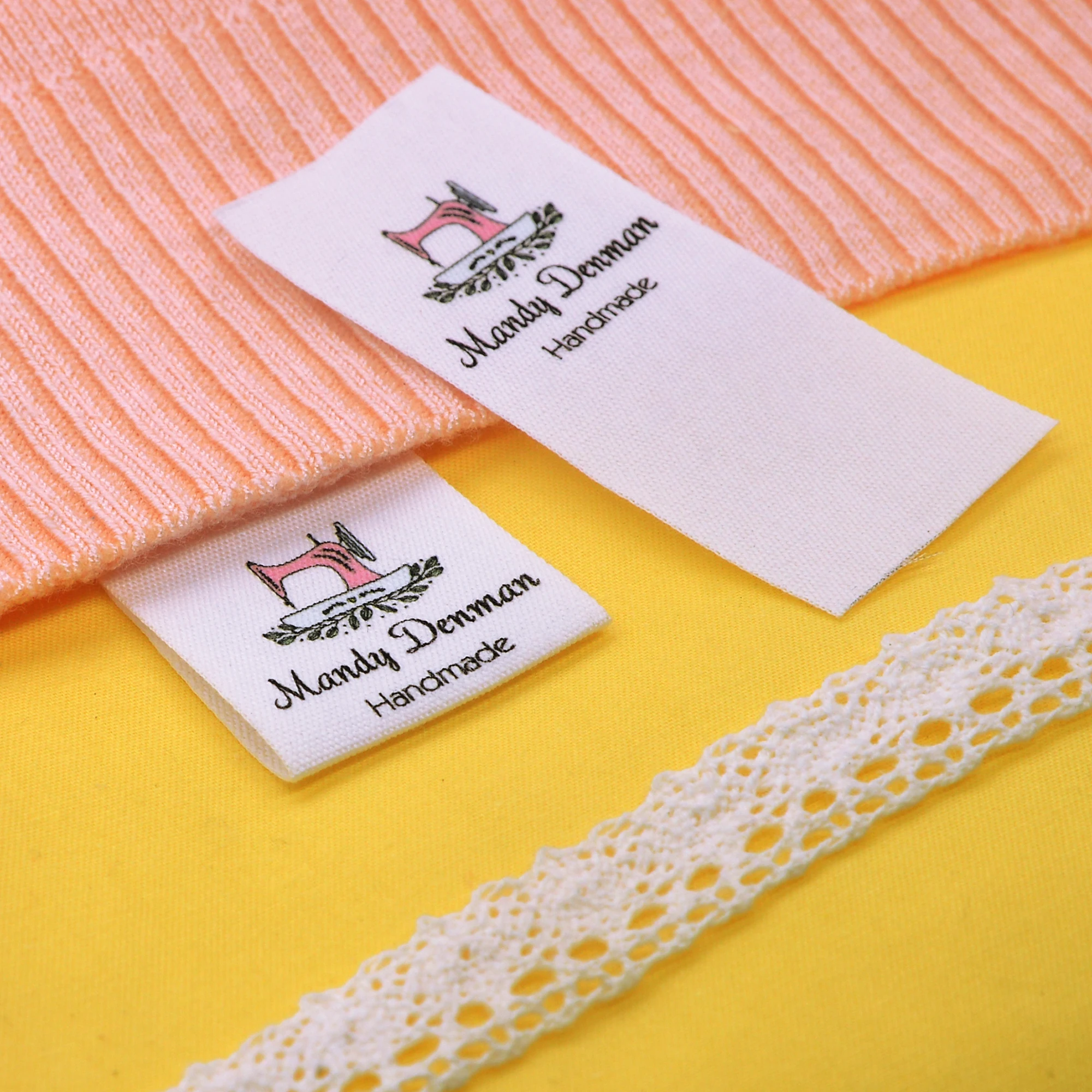 

Custom Sewing label, Fold, Custom Clothing Labels - Fabric Name Tags, Logo or Text, Cotton Ribbon, Custom Design (FR108)