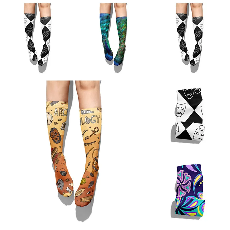 Novelty Funny Peacock Graphic Socks Women Funny Straight Sock Unisex Socks For Women Harajuku Fashion Long Crew Squirrel Sock