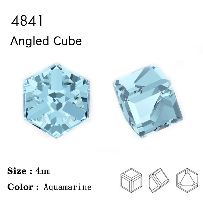 YANRUO Multicolor Fantastic 3D Glass Crystal Charms Rhinestones For Nail Design Geometric Cube Square DIY Nail Art Decorations