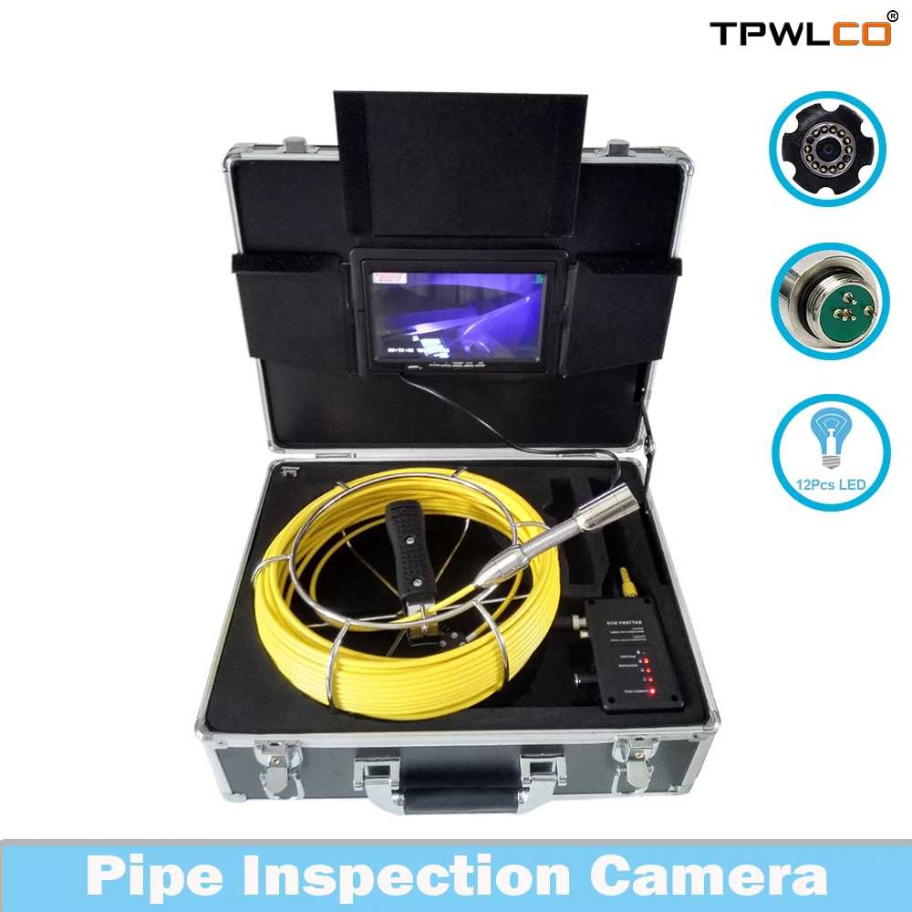 

23mm Waterproof Industrial Sewer Pipe Endoscope System Pipeline Inspection Drain Camera with 7" LCD Monitor/40m Fiberglass Cable