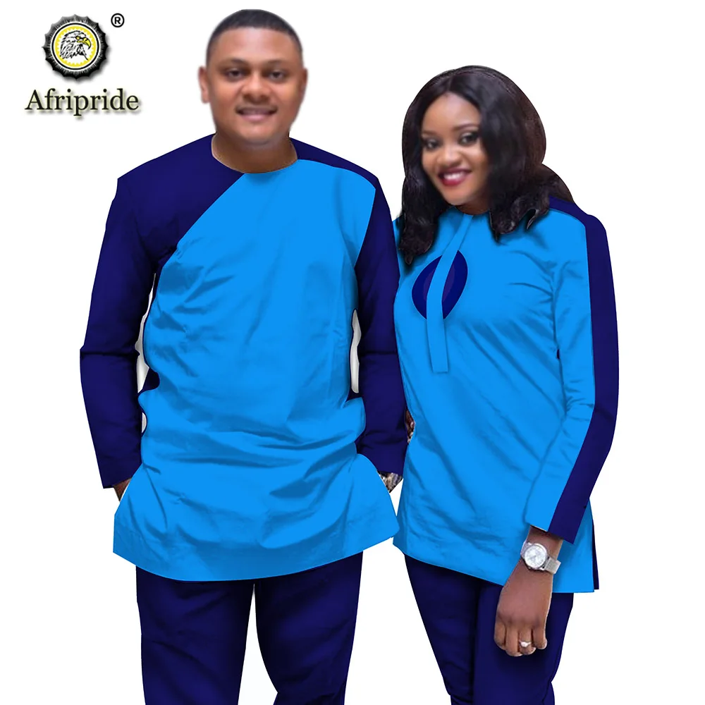 African Couple Clothing Women Suits + Men Clothing Set Dashiki Outfits Shirt and Pant 2 Piece Tracksuit Wax AFRIPRIDE S20C006