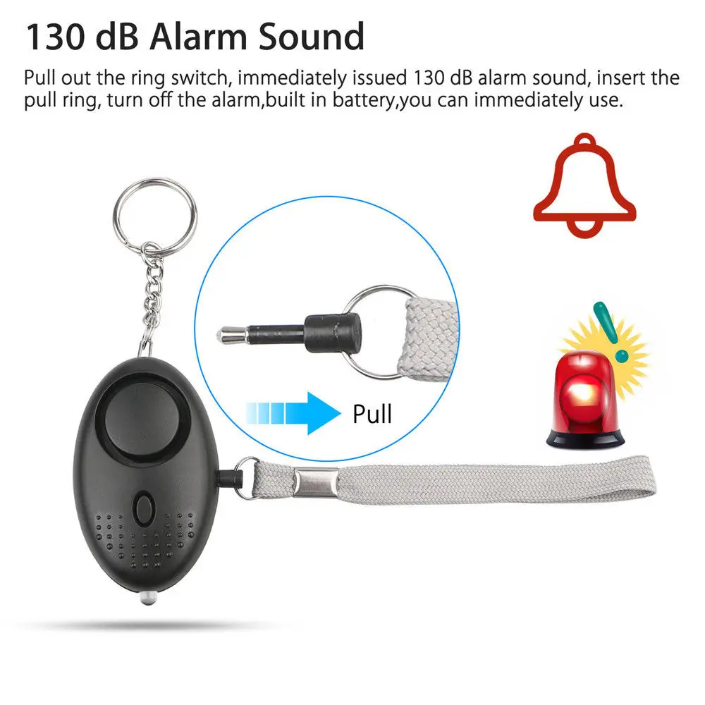 130db Self Defense Personal Defense Siren Anti-attack Security for Children and Women Carrying a Panic Alarm Security