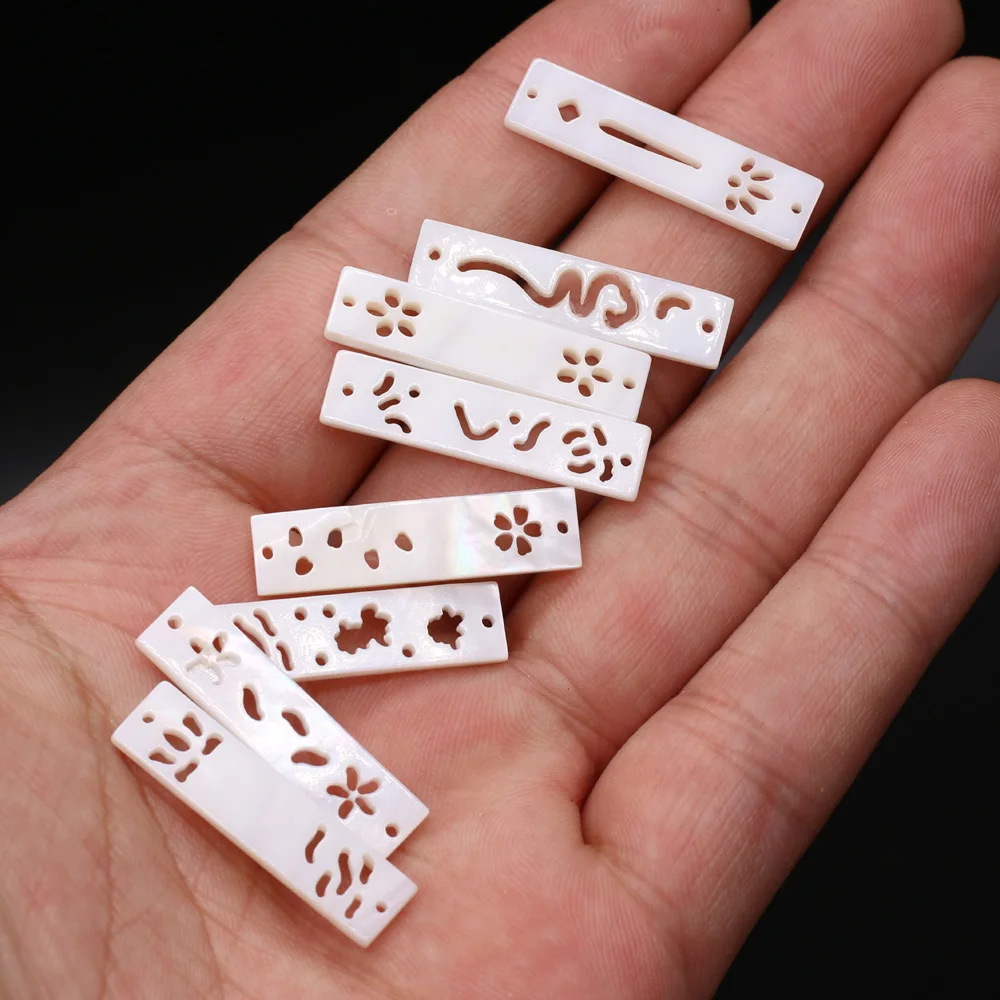 Natural White Shell Pendant Rectangle Mother of Pearl Two-hole connector For Jewelry Making DIY Earring Necklace Accessories