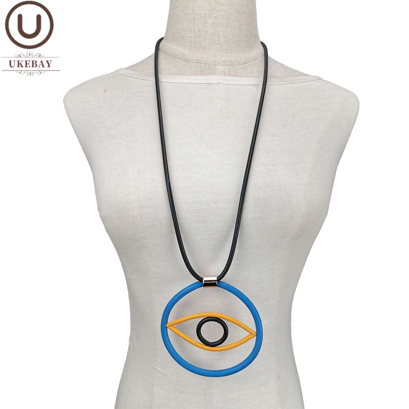 UKEBAY New Demon Eye Pendant Necklaces For Women Handmade Original Jewelry Gothic Statement Necklace Rubber Jewellery Gift Chain