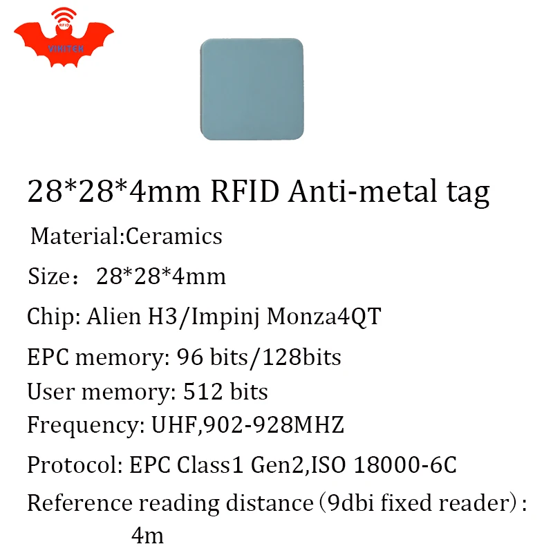 Metalowy znacznik UHF RFID 915m 868m Alien Higgs3 EPCC1G2 6C narzędzie do odlewania 28*28*4mm kwadratowa ceramika karta inteligentna pasywne znaczniki RFID