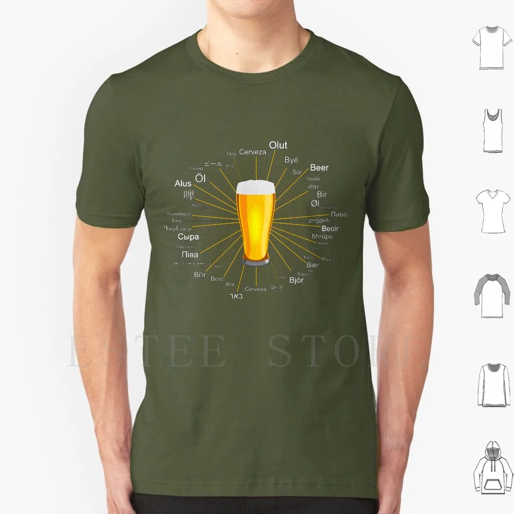 "Cerveja" em 45 idiomas diferentes camiseta DIY tamanho grande 100% algodão linguagem de cerveja palavra tipografia diferente Bier Cerveza Pivo