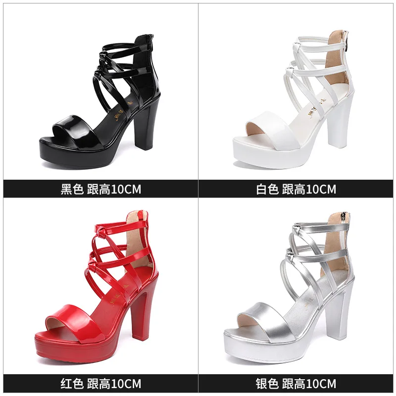 Girls' Shoes Women's Sandals Genuine Leather Platform Sandal 2024 Thick Sole High Heels Ladies Sandal Summer Women Shoes 32-43 image 6