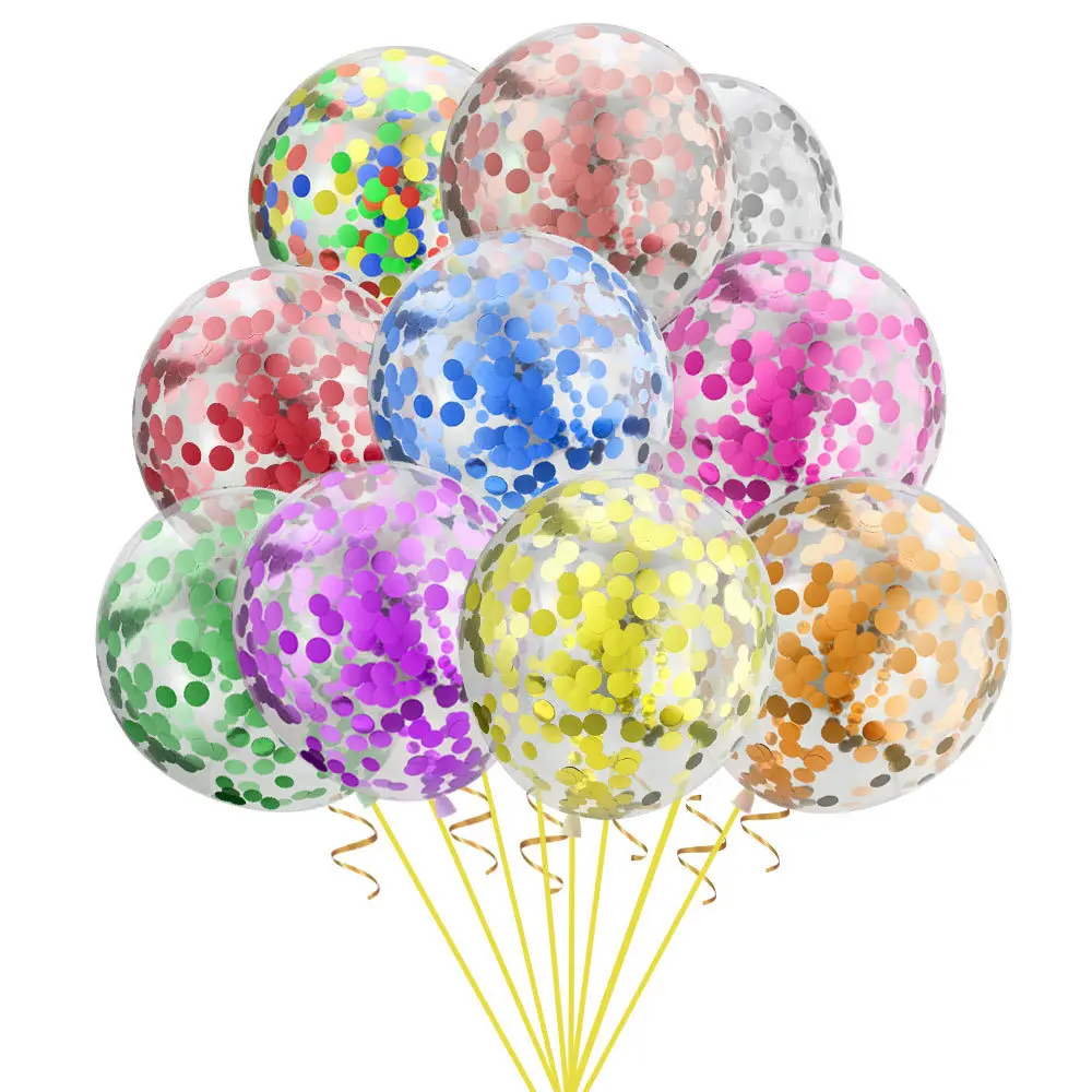 12 Inch 10pcs Transparent Balloon Confetti Helium Baby Shower Birthday Party Wedding Decoration  Sequins