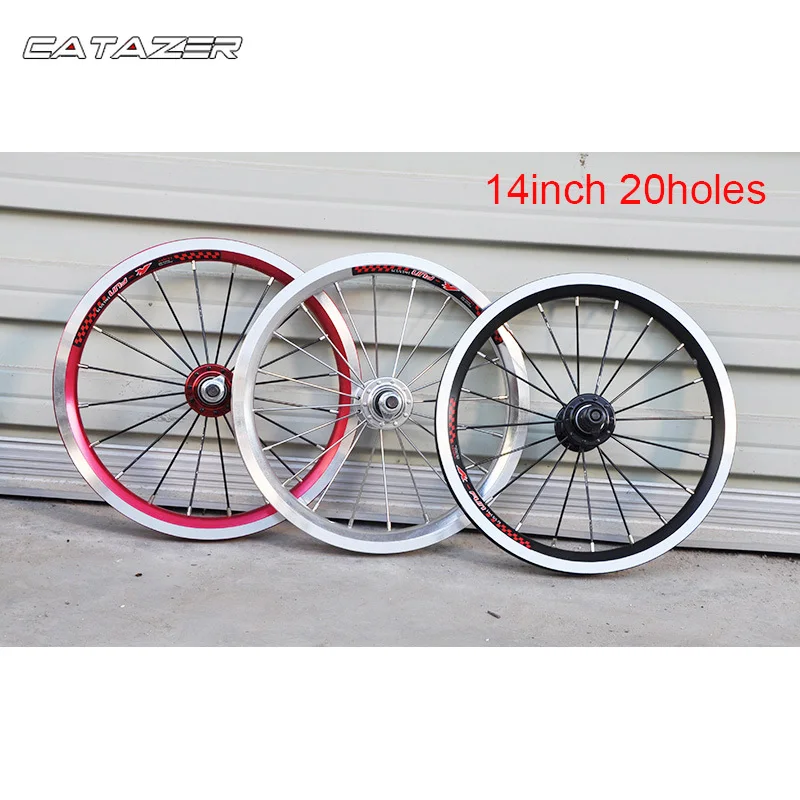 

4 Bearing 14 Inch Alumilum Alloy Child Bike Wheelset 20H V Brake Kids Bike Wheel 412 Folding Bike Wheels