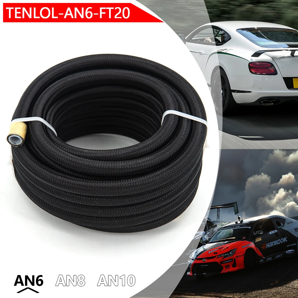 

Free Ship 10FT(3meter) 20FT(6meter) AN6 AN8 AN10 PTFE Oil Fuel Hose NYLON Braided Inside PTFE