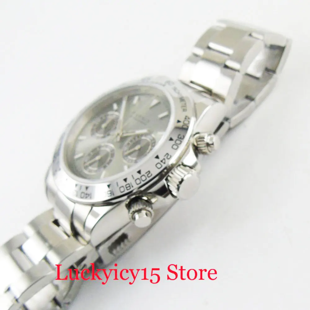 PARNIS Dress High Quality 39mm Quartz Men\'s Watch With Chronograph Function Stainless Steel Band