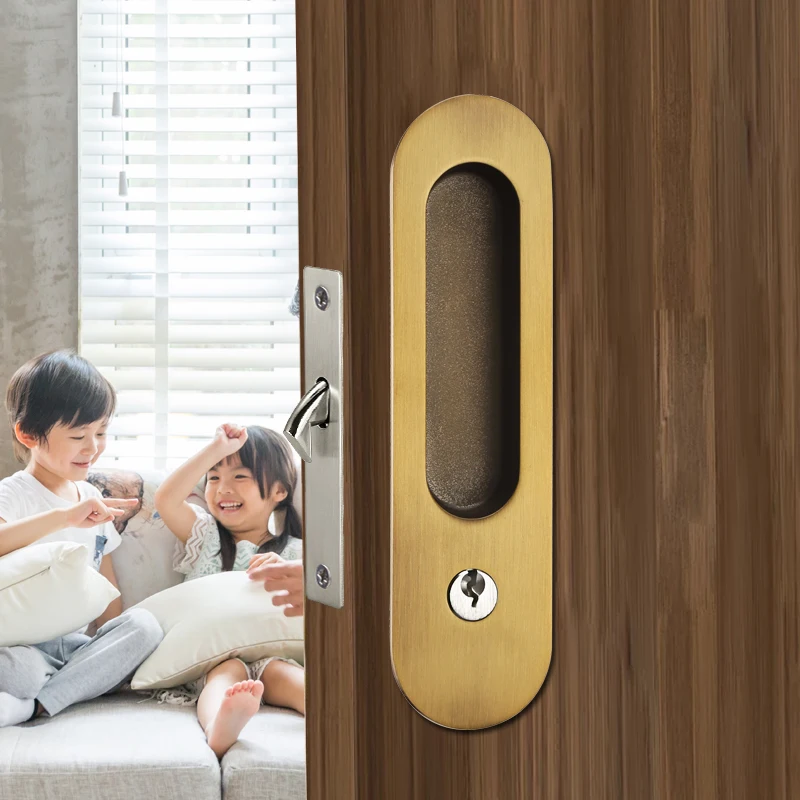TOPKNORR Sliding Door Lock Invisible Indoor Sliding Door Lock Kitchen Folding Door Single Hook With Key Sliding Door Hook Lock